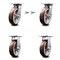 Service Caster 8 Inch Polyurethane Caster Set with Roller Bearing 2 Swivel Lock and 2 Rigid SCC SCC-35S820-PPUR-BSL-2-R-2 - alternate 1